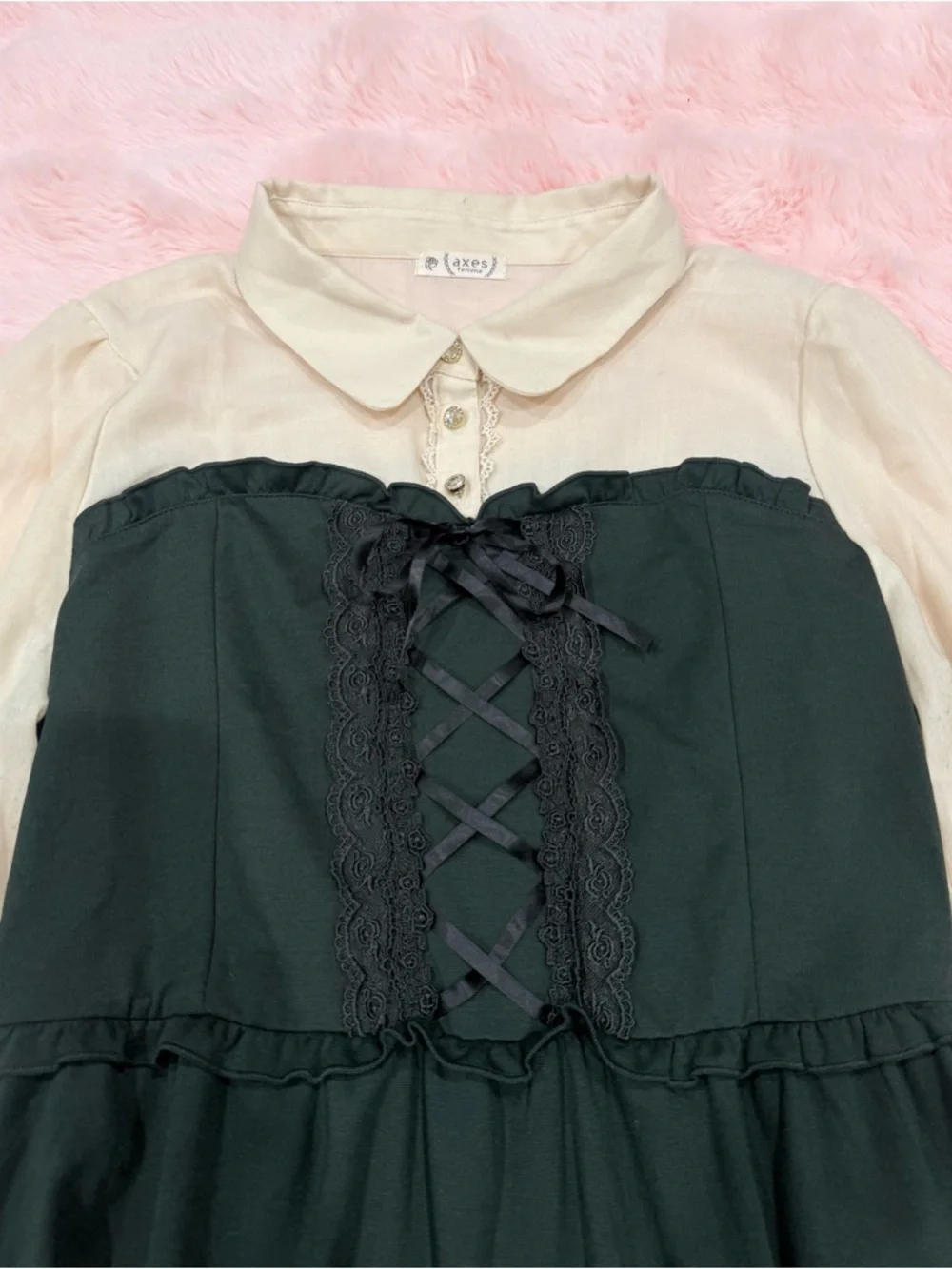 Axes Femme Green Coquette Long Sleeve Dress
